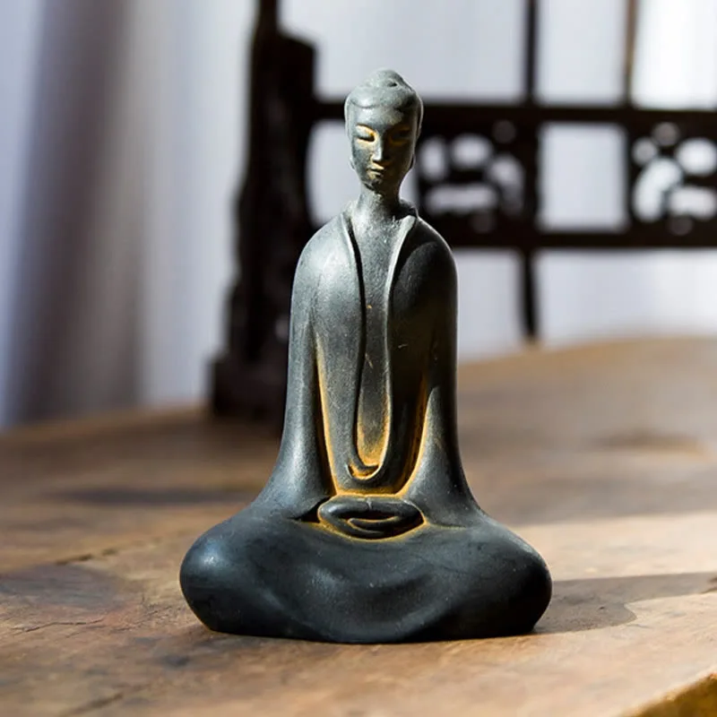 Mythstone Handmade Sakyamuni Buddha Iron Powder Rust Cast Resin Statue Home Decoration - Image 8