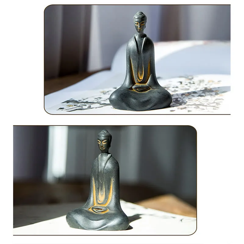 Mythstone Handmade Sakyamuni Buddha Iron Powder Rust Cast Resin Statue Home Decoration - Image 14