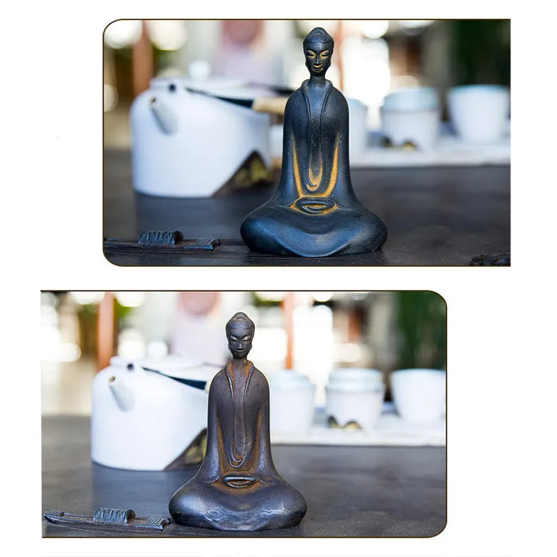 Mythstone Handmade Sakyamuni Buddha Iron Powder Rust Cast Resin Statue Home Decoration - Image 15
