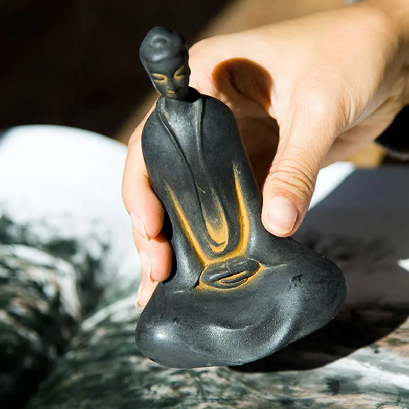 Mythstone Handmade Sakyamuni Buddha Iron Powder Rust Cast Resin Statue Home Decoration - Image 4