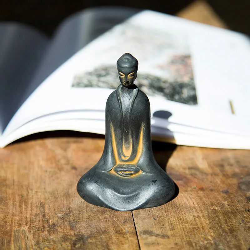 Mythstone Handmade Sakyamuni Buddha Iron Powder Rust Cast Resin Statue Home Decoration - Image 12