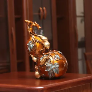 Mythstone Golden Gourd Brass Copper Statue Home Desk Decoration