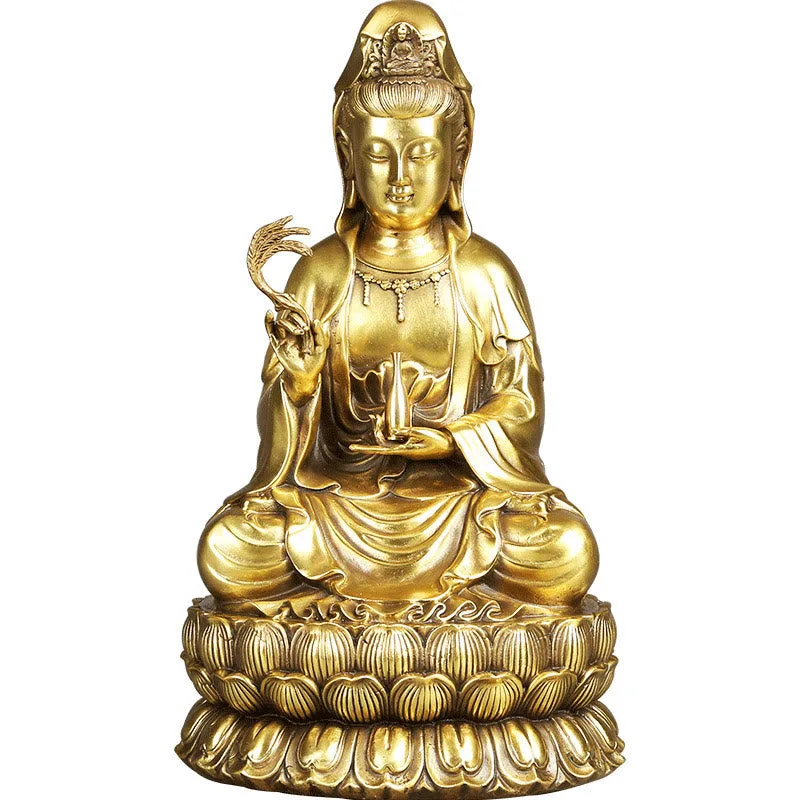 Mythstone Kwan Yin Avalokitesvara Holding A Willow Bottle Harmony Brass Copper Statue Home Decoration - Image 21
