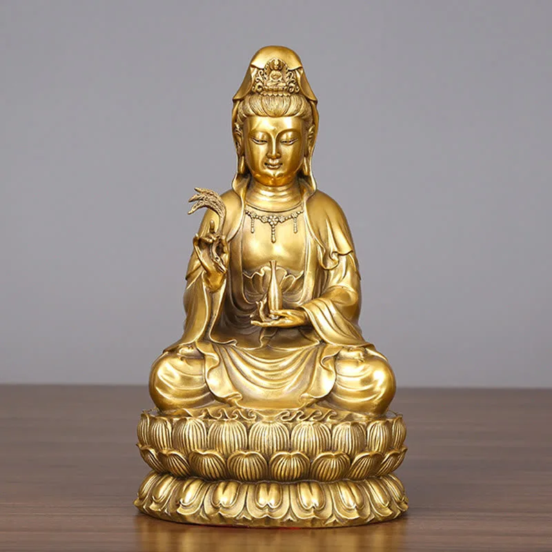Mythstone Kwan Yin Avalokitesvara Holding A Willow Bottle Harmony Brass Copper Statue Home Decoration - Image 7