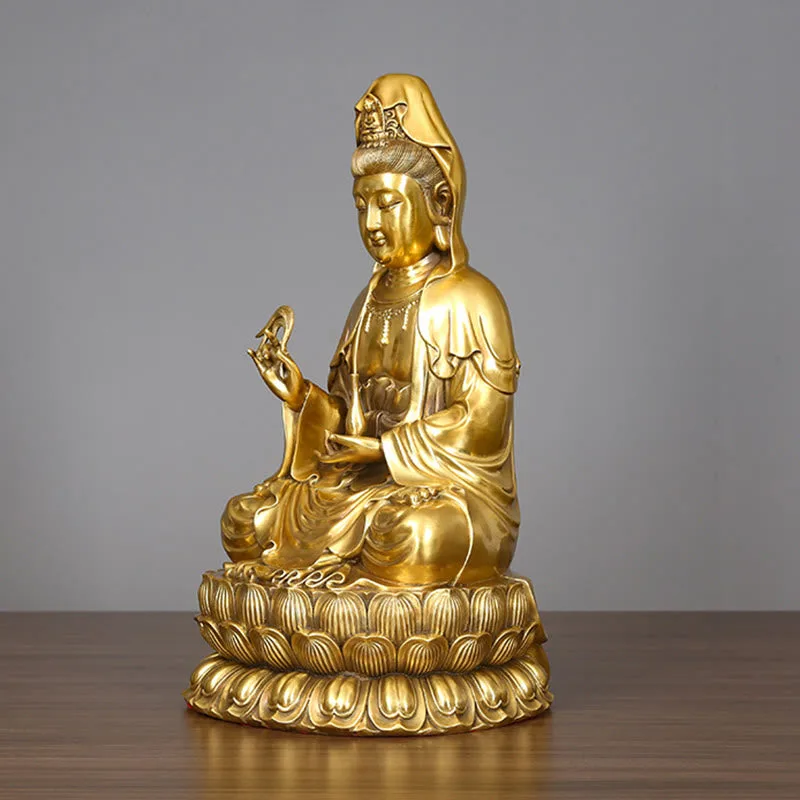 Mythstone Kwan Yin Avalokitesvara Holding A Willow Bottle Harmony Brass Copper Statue Home Decoration - Image 14