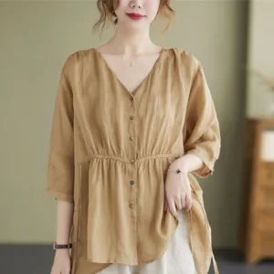 Mythstone Women's Button Down Design Half Sleeve Shirt