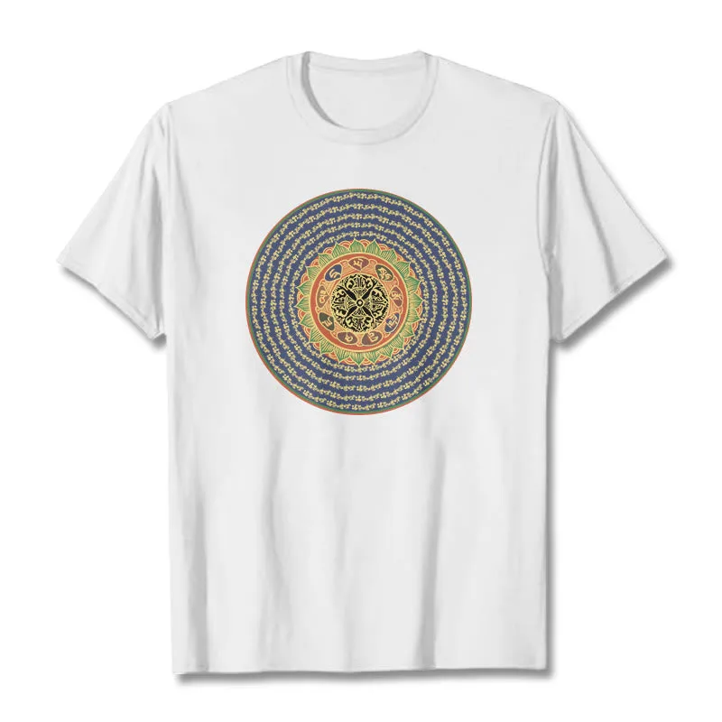 Mythstone 108 Om Mani Padme Hum Mantra Sanskrit Tee T-shirt - Image 3