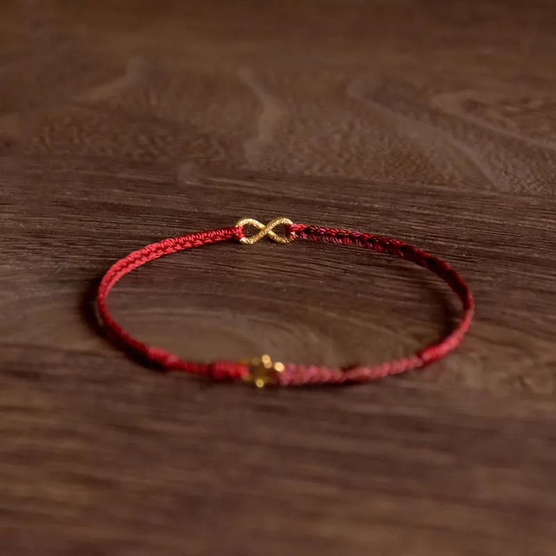 Mythstone 999 Gold Endless Knot Infinity Handmade Luck Rope Bracelet - Image 2