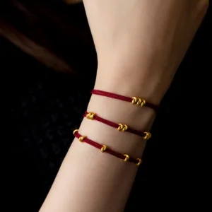 Mythstone 999 Gold Wish Knot Design Handmade LuckBraided Rope Bracelet
