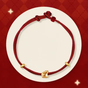 Mythstone 999 Gold Small Lucky Rabbit Osmanthus Design Handmade LuckBraided Rope Bracelet