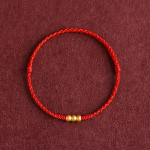 Mythstone 999 Gold Mini Three Beads Design Handmade LuckRope Bracelet Anklet
