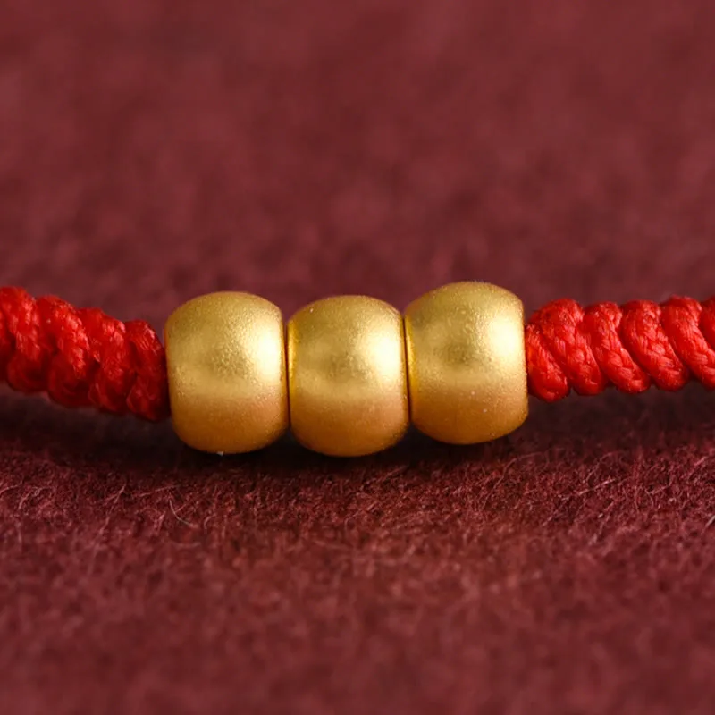 Mythstone 999 Gold Mini Three Beads Design Handmade LuckRope Bracelet Anklet - Image 4