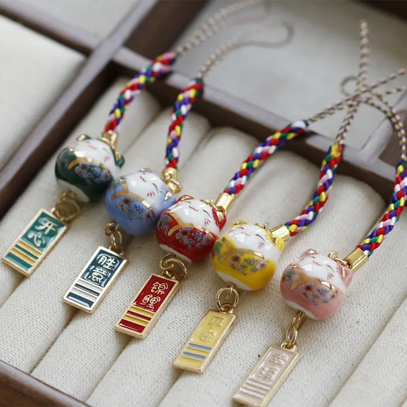 Mythstone Ceramic Lucky Fortune Cat Character Wealth Phone Hanging Decoration - Image 10