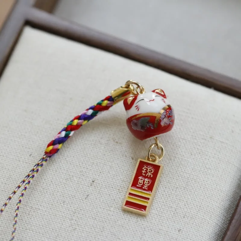 Mythstone Ceramic Lucky Fortune Cat Character Wealth Phone Hanging Decoration - Image 3