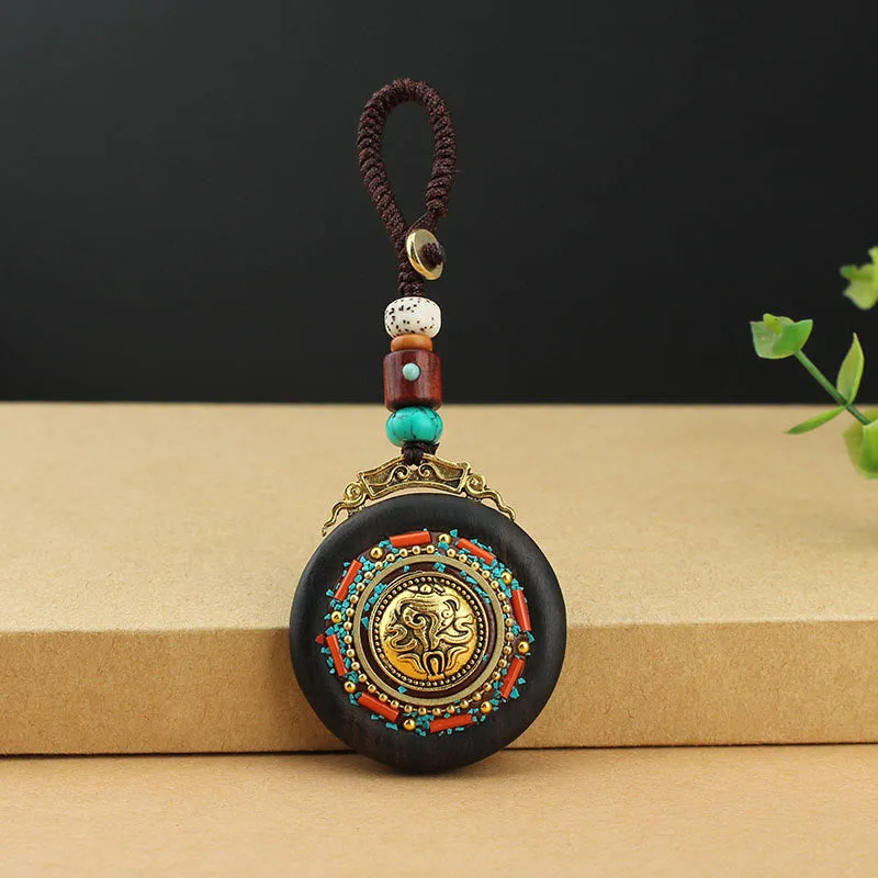 Mythstone Tibetan Shankha Conch Om Mani Padme Hum Lotus Fu Character Gourd Peace Key Chain - Image 4