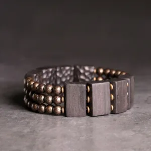 Mythstone Vintage Peace Ebony Wood Copper Beads Balance Bracelet