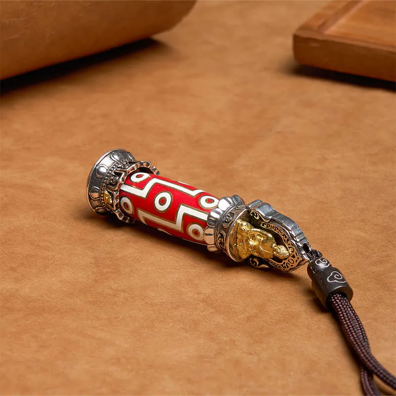 Mythstone Tibetan Medicine Buddha Nine-Eye Dzi Bead Protection Necklace Pendant - Image 7