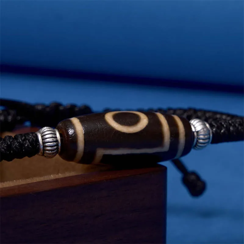Mythstone Tibetan Nine-Eye Dzi Bead Three-eyed Dzi Bead Wealth Protection Rope Bracelet - Image 12