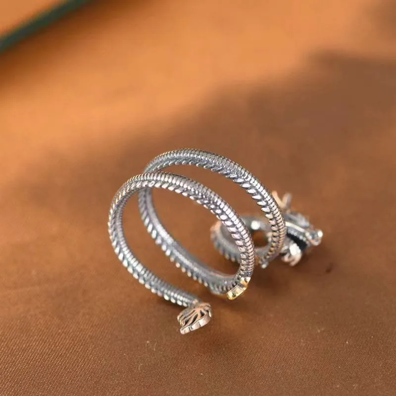 Mythstone Vintage Dragon Pattern Protection Ring - Image 3