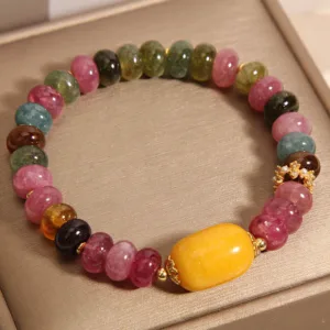 Mythstone Natural Tourmaline Topaz Positive Bracelet