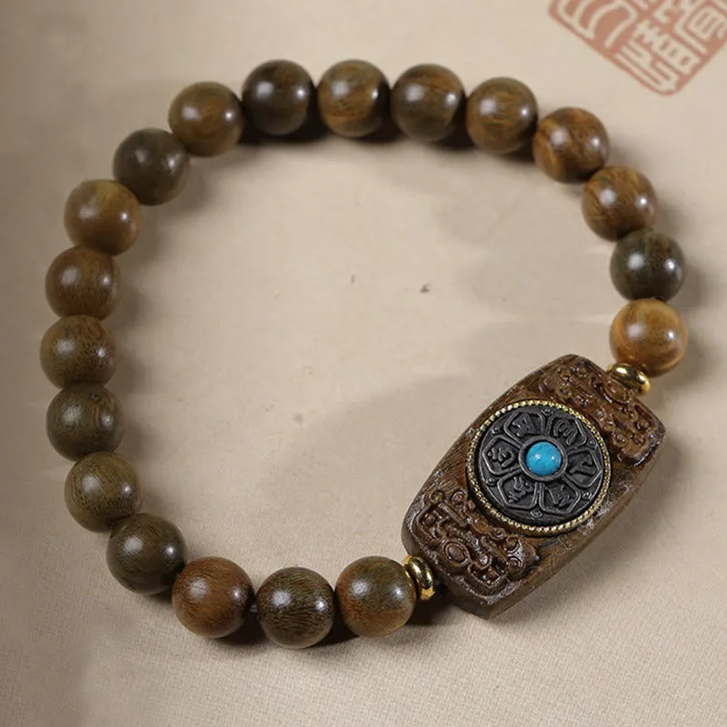 Mythstone Small Leaf Red Sandalwood Green Sandalwood Six True Words Peace Bracelet - Image 18