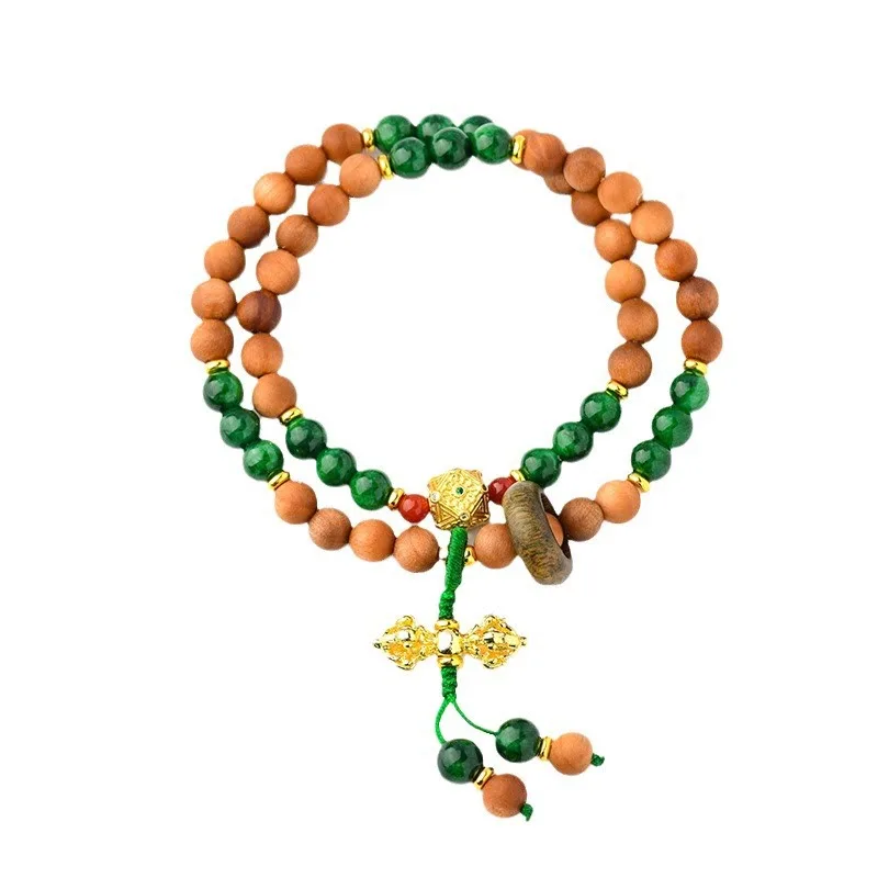Mythstone Sandalwood Wood Bead Tibet Dorje Vajra Double Twisted Design Protection Healing Bracelet - Image 7