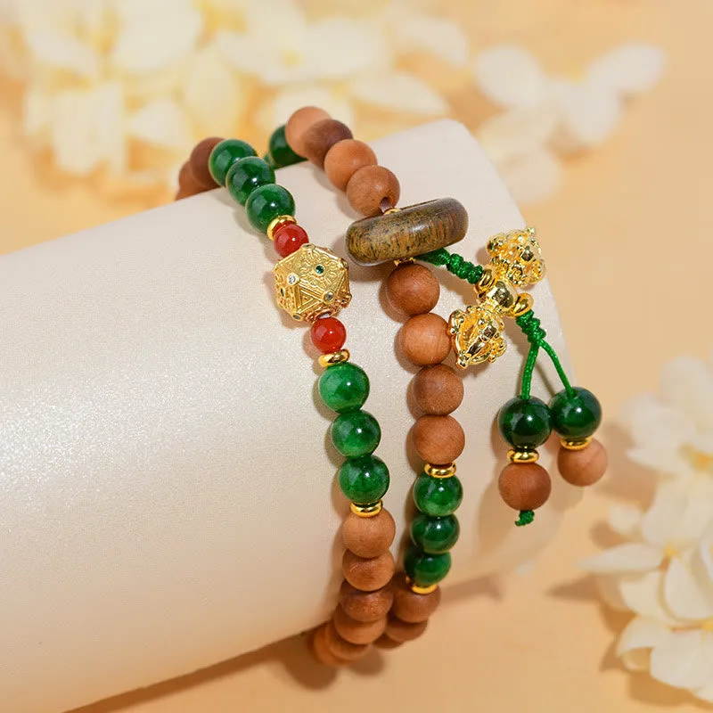 Mythstone Sandalwood Wood Bead Tibet Dorje Vajra Double Twisted Design Protection Healing Bracelet - Image 4