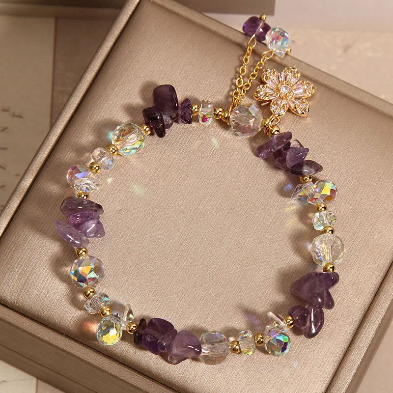 Mythstone Amethyst Citrine White Crystal Zircon Flower Spiritual Healing Bracelet - Image 4