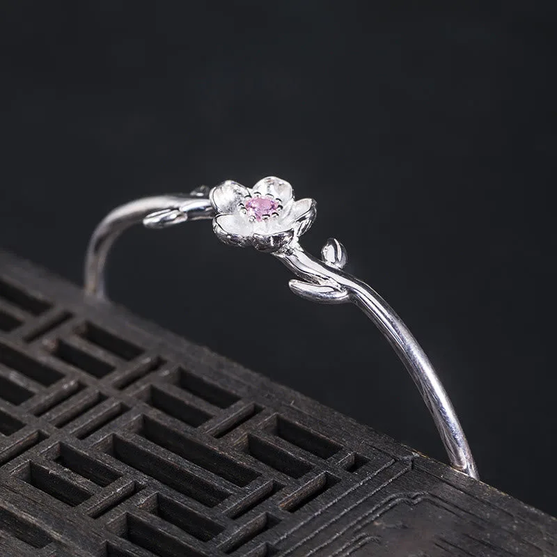 Mythstone 925 Sterling Silver Cherry Blossom Luck Bracelet Bangle - Image 3