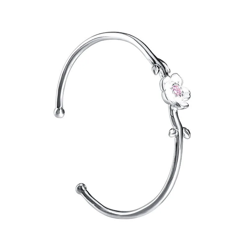 Mythstone 925 Sterling Silver Cherry Blossom Luck Bracelet Bangle - Image 4