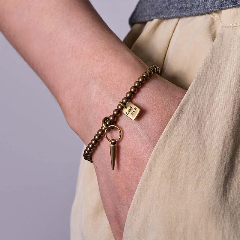 Mythstone Vintage Copper Brass Beads Fortune Balance Bracelet - Image 6