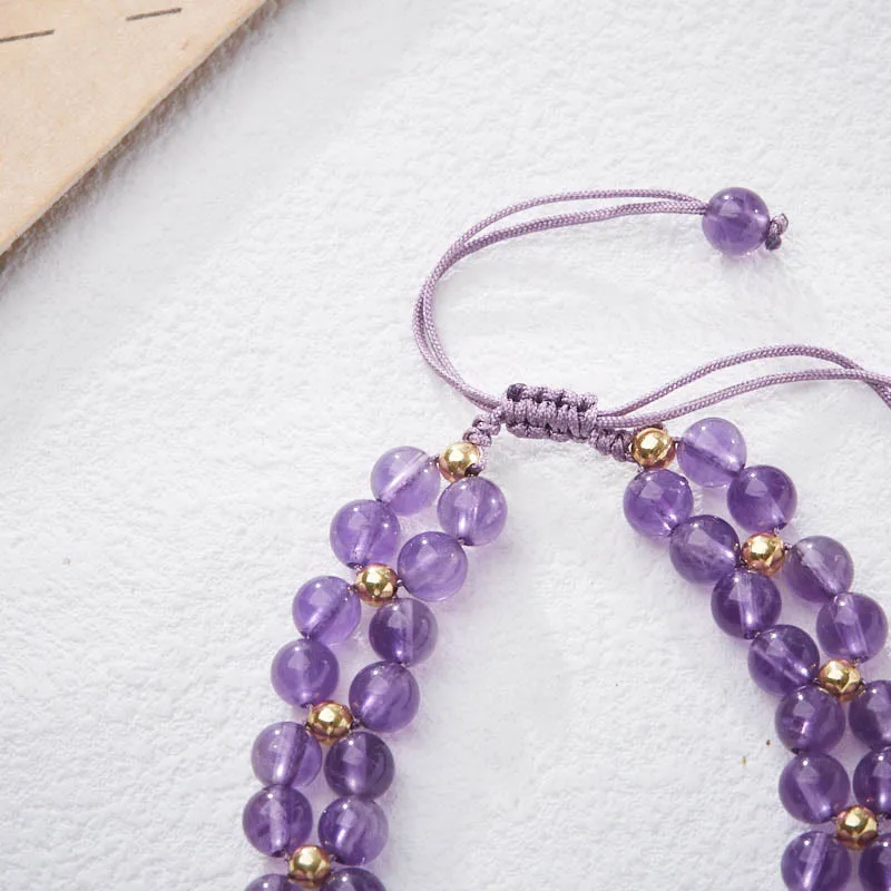 Mythstone Amethyst Butterfly Bamboo Balance Relieves Stress Braided String Bracelet - Image 4