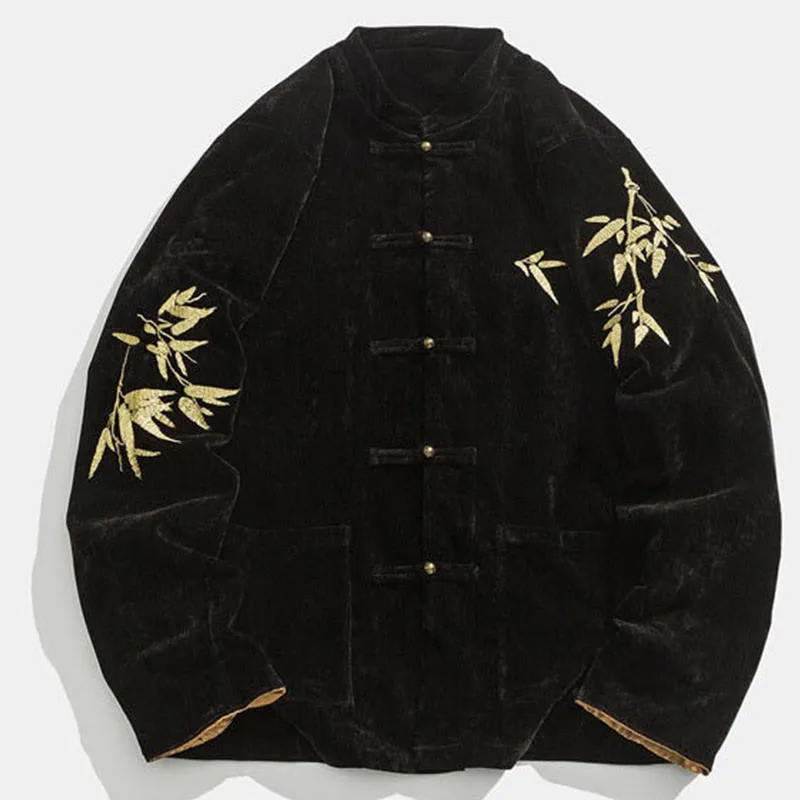 Mythstone Casual Embroider Bamboo Frog-button Cotton Top Pants Men's Meditation Cloth - Image 3