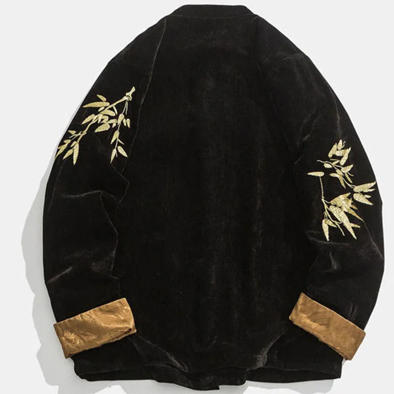 Mythstone Casual Embroider Bamboo Frog-button Cotton Top Pants Men's Meditation Cloth - Image 2