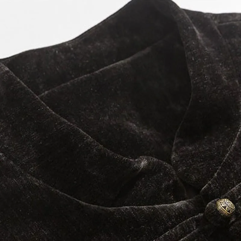 Mythstone Casual Embroider Bamboo Frog-button Cotton Top Pants Men's Meditation Cloth - Image 4