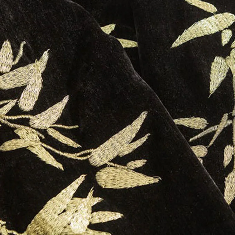 Mythstone Casual Embroider Bamboo Frog-button Cotton Top Pants Men's Meditation Cloth - Image 13