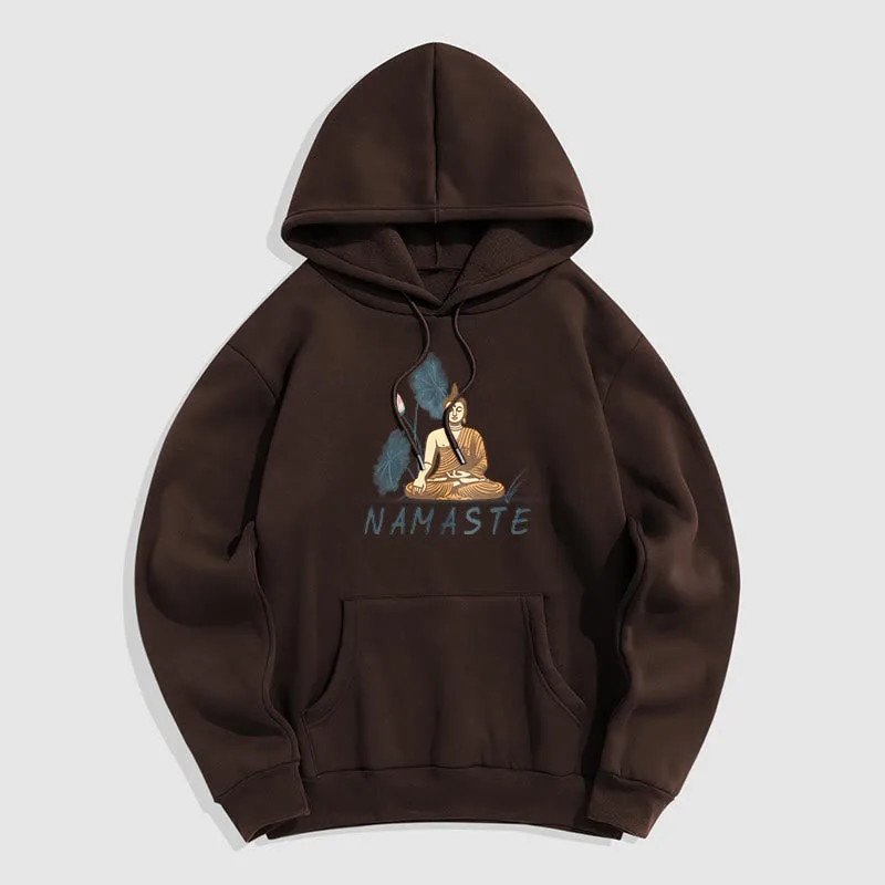 Mythstone NAMASTE Meditation Buddha Polyester Fleece Lined Hoodie - Image 84