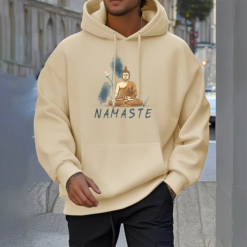 Mythstone NAMASTE Meditation Buddha Polyester Fleece Lined Hoodie - Image 63