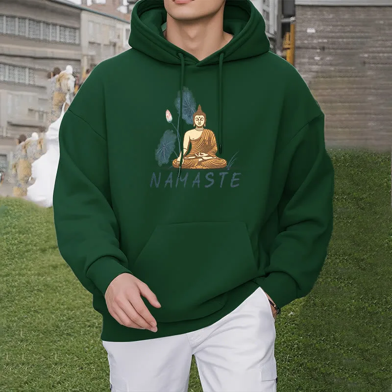 Mythstone NAMASTE Meditation Buddha Polyester Fleece Lined Hoodie - Image 71