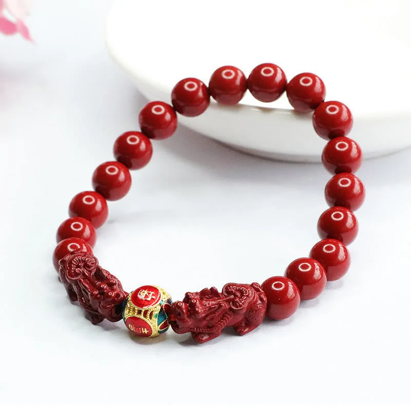 Mythstone Cinnabar Double PIXIU Keep Away Evil Spirits Bracelet - Image 4