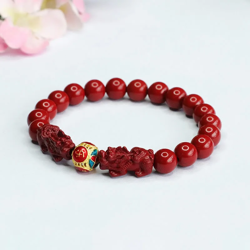 Mythstone Cinnabar Double PIXIU Keep Away Evil Spirits Bracelet - Image 5