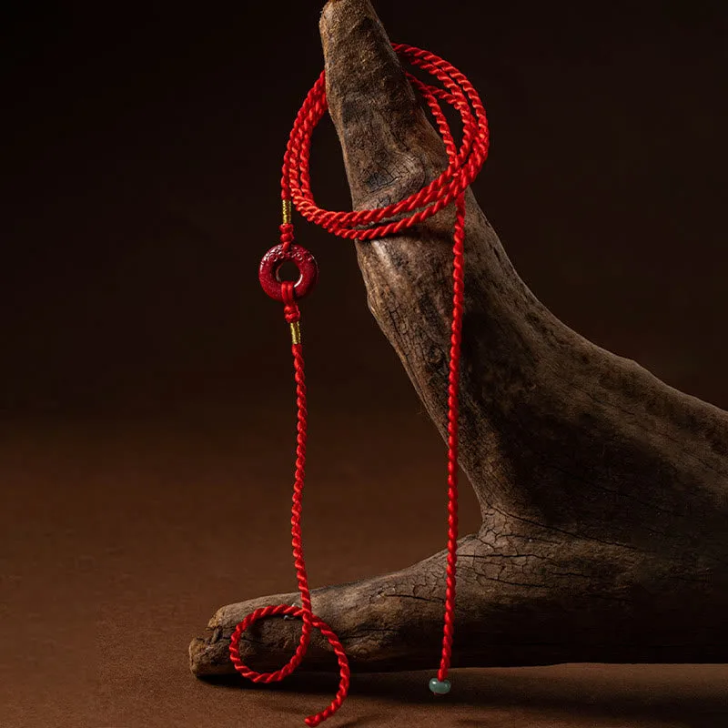 Mythstone Natural Cinnabar Peace Buckle Blessing Red String Belly Chain - Image 5