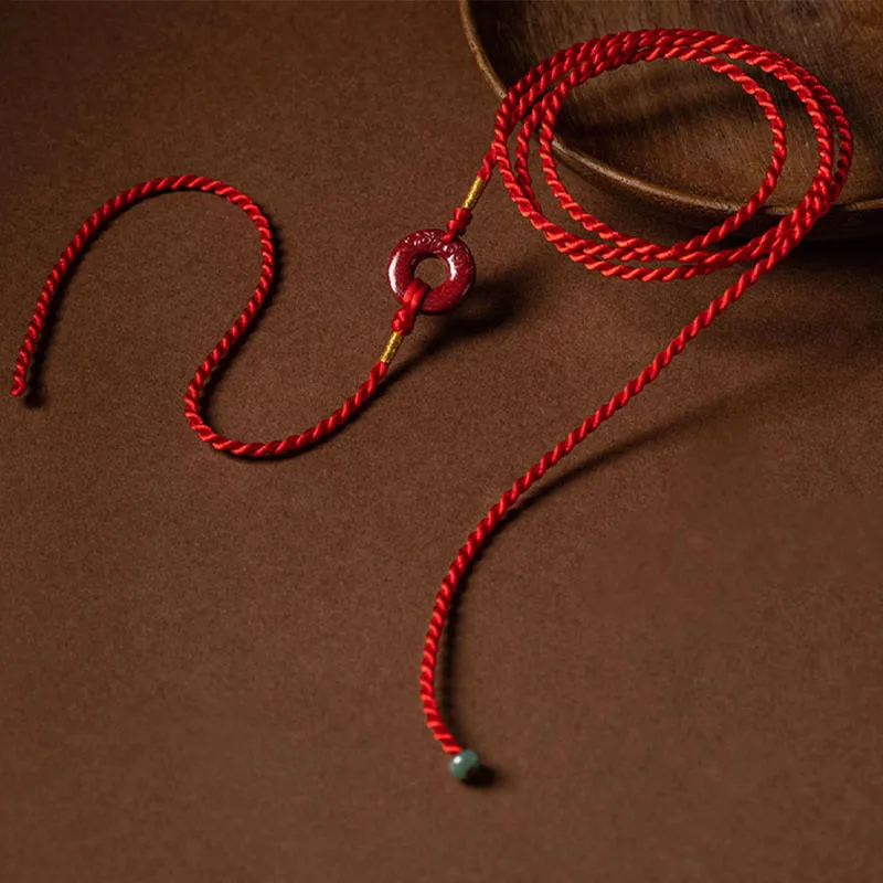 Mythstone Natural Cinnabar Peace Buckle Blessing Red String Belly Chain - Image 15