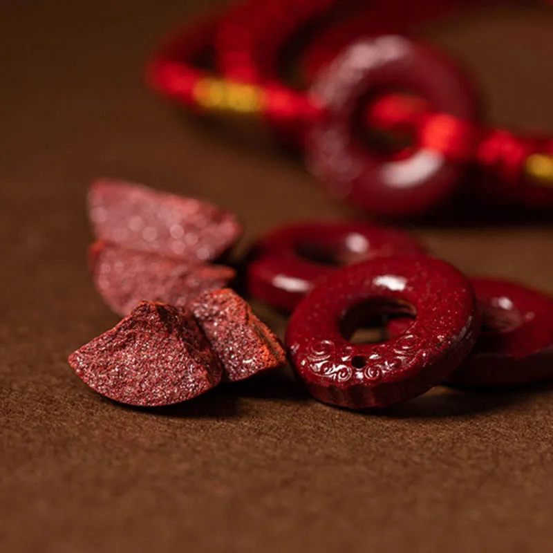 Mythstone Natural Cinnabar Peace Buckle Blessing Red String Belly Chain - Image 10