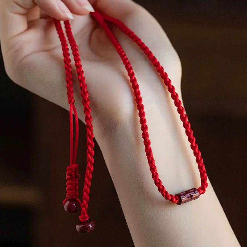 Mythstone Natural Cinnabar Calm Blessing Red String Belly Chain - Image 10