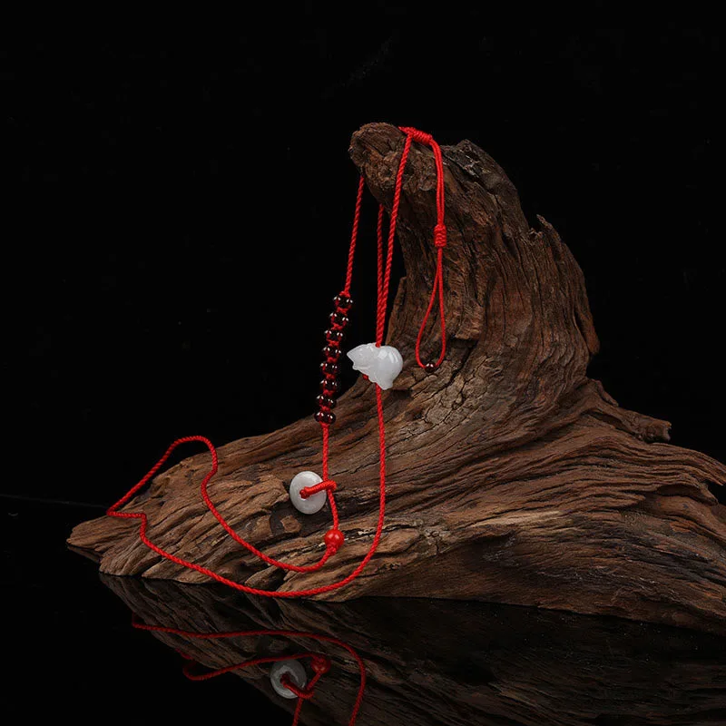 Mythstone Chinese Zodiac Natural Garnet Peace Buckle Blessing Red String Belly Chain - Image 7