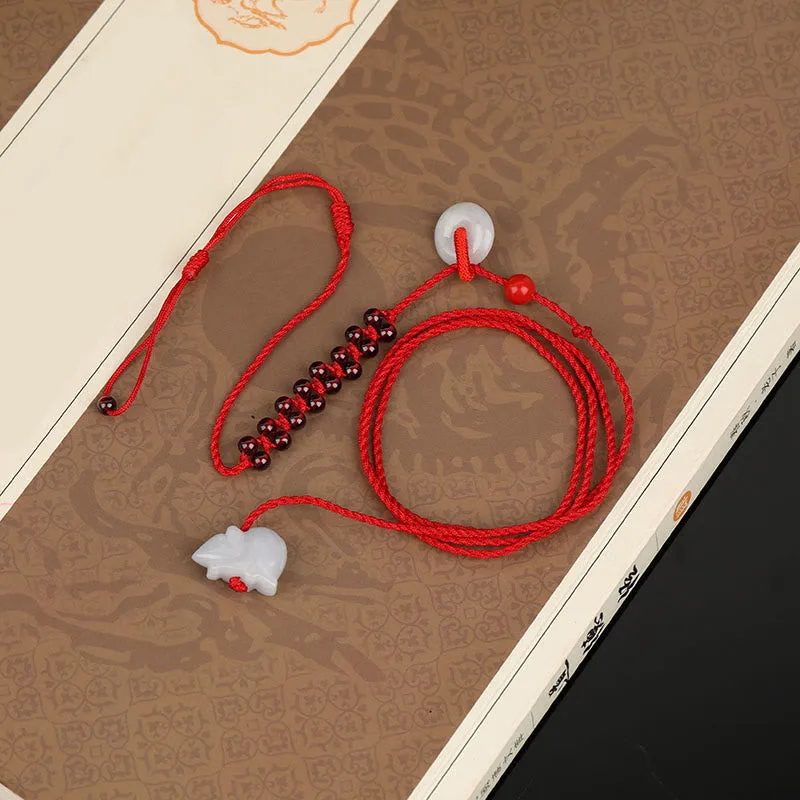 Mythstone Chinese Zodiac Natural Garnet Peace Buckle Blessing Red String Belly Chain - Image 10