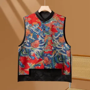 Mythstone Vintage Embroidery Flower Cloud Pattern Vest
