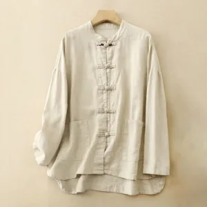 Mythstone Literary Artistic Chinese Knot Button Casual Cotton Linen Clothing
