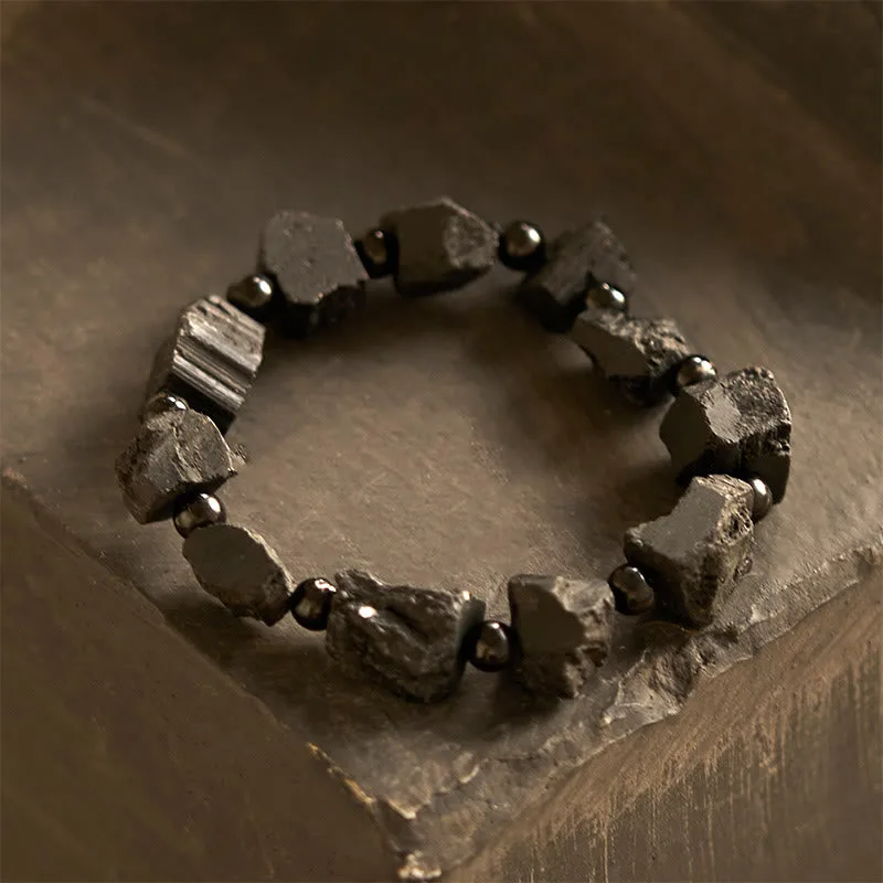 Mythstone Black Tourmaline Irregular Stone Positive Bracelet